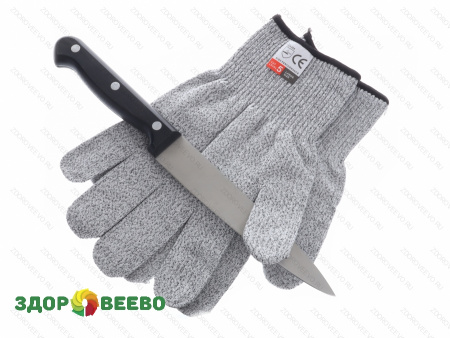Антипорезные защитные перчатки (серые, пара штук, размер L)