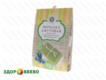 Мочалка джутовая с мылом "Можжевельник", 100 гр