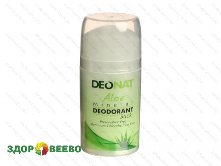 фото Мин. Дезодор."Кристалл-ДеоНат" сок Алое, стик овальный узкий выдвиг. 100 гр