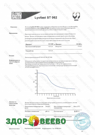 фото Закваска термофильная для сыра Lyofast ST 062 10UC (на 500 - 1000л, Sacco)