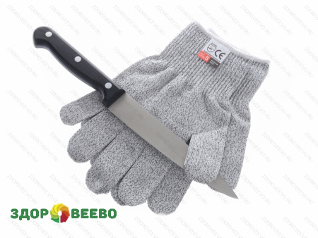 фото Антипорезные защитные перчатки (серые, пара штук, размер M)
