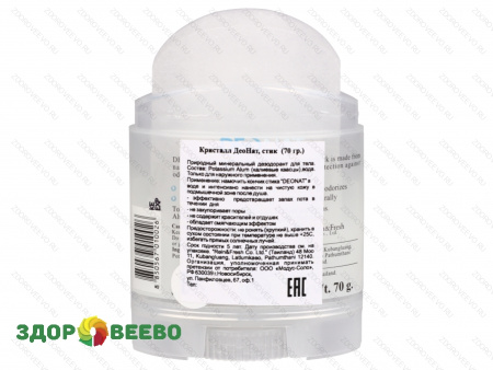 фото Мин. Дезодор."Кристалл-ДеоНат" чистый, стик плоский вывинчив. (twistup) 70 гр