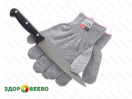 фото Антипорезные защитные перчатки (серые, пара штук, размер S)