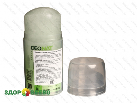 фото Мин. Дезодор."Кристалл-ДеоНат" сок Алое, стик овальный узкий выдвиг. 100 гр