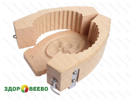 фото Форма для масла, деревянная, с рисунком цветка, овальная, на 80 грамм