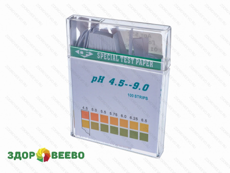 Лакмусовая бумага (pH тест) 100 полосок, пластиковый бокс, от 4.5 до 9