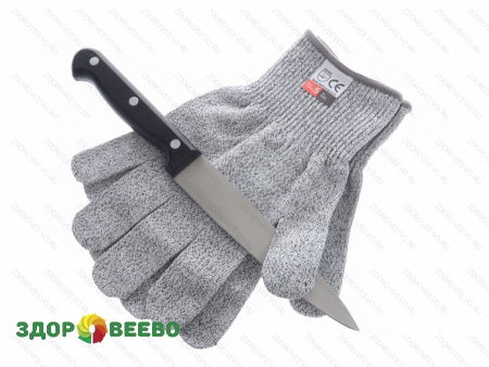 фото Антипорезные защитные перчатки (серые, пара штук, размер XL)