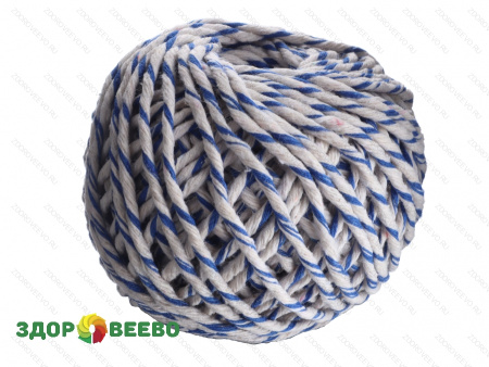 фото Шпагат хлопчатобумажный сине-белый клубочек 50 м