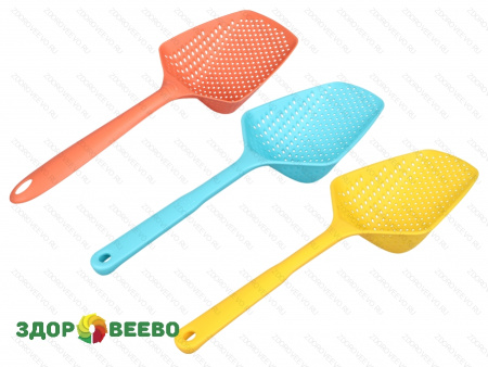 фото Ложка-дуршлаг для сырного зерна 3 штуки (красная, голубая, желтая)