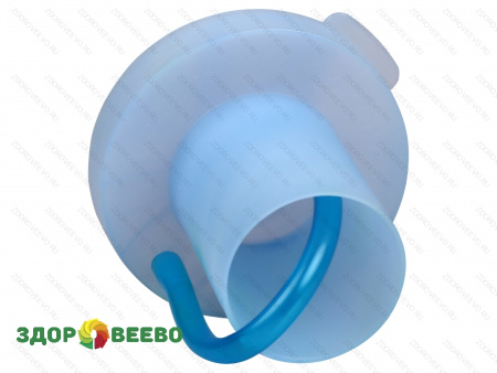 фото Крышка на банку с гидрозатвором, голубая, с трубкой